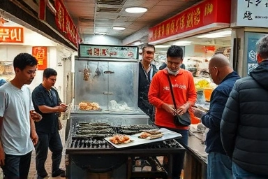 부산 자갈치 시장 꼼장어 연탄불 구이