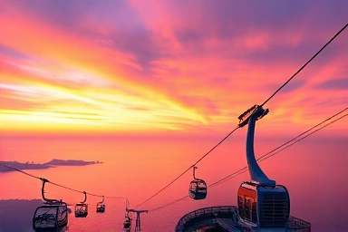 거제 파노라마 케이블카에서 즐기는 황홀한 노을 풍경