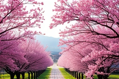 하동 십리벚꽃길의 만개한 벚꽃 터널 풍경