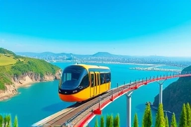 해운대 블루라인파크 스카이캡슐의 아름다운 해안선 풍경