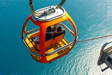 해운대 스카이캡슐 내부에서 바라본 푸른 바다와 해안 절경