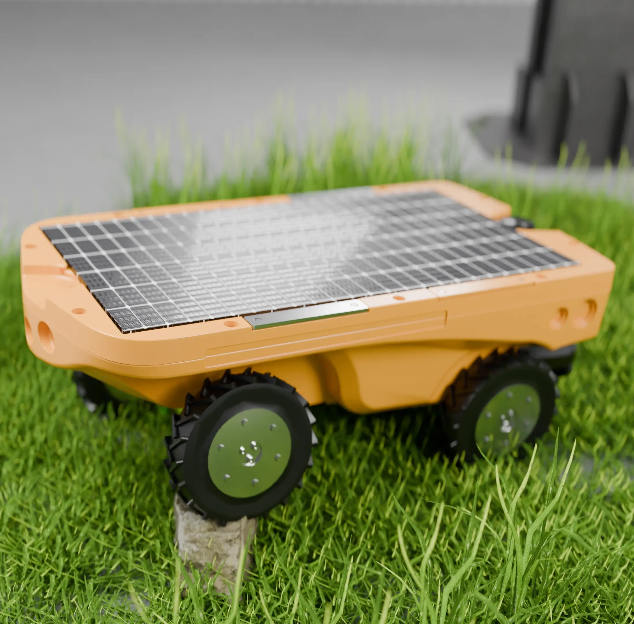 Démonstration commerciale du robot tondeur en réalité augmentée
