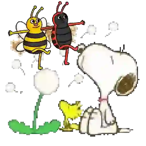 stickers_Snoopy_en_primavera_🌺🌻