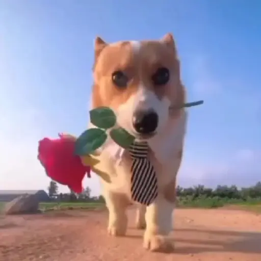 stickers_Perro_con_rosa