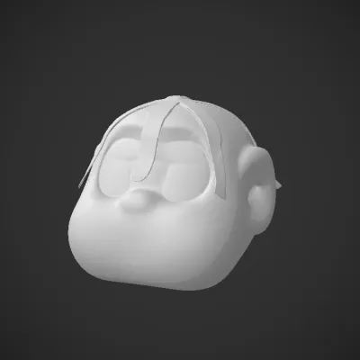 Cartoon pig face mask with black straps. smooth edges, simple geometry, character, symmetric geometry.