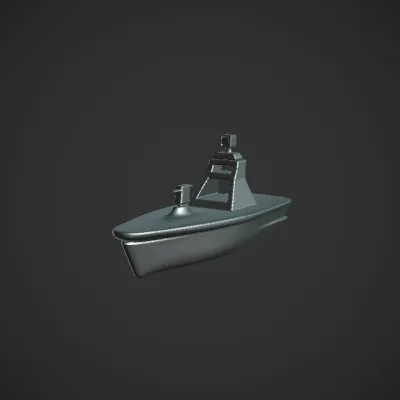 Stylized boat icon on blue background. smooth edges, simple geometry, game-ready.