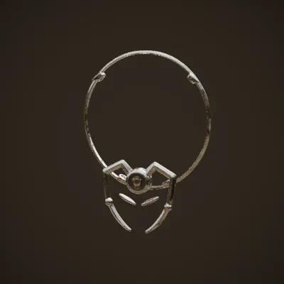 futuristic metallic necklace with claw design. sharp edges, smooth edges, complex geometry, symmetric geometry.