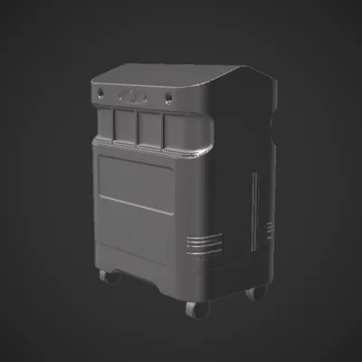 Automated waste sorting robot. smooth edges, simple geometry, game-ready, symmetric geometry.