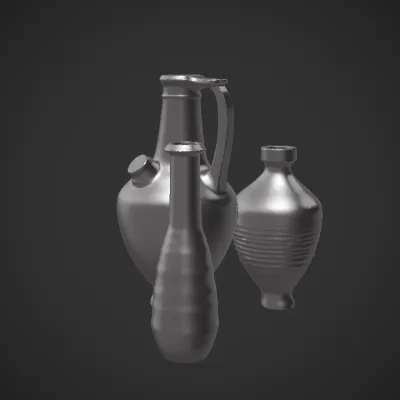 ancient ceramic vases and amphorae. smooth edges, simple geometry, symmetric geometry.