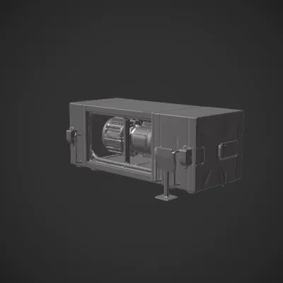 Industrial fusion reactor simulator machine. sharp edges, complex geometry, game-ready, symmetric geometry.