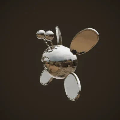 cartoonish robotic creature with a large eye. smooth edges, simple geometry, game-ready, character, symmetric geometry.