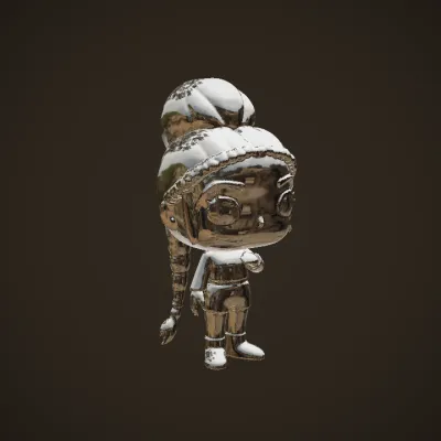 Stylized purple-haired female toy figure. smooth edges, simple geometry, game-ready, character.