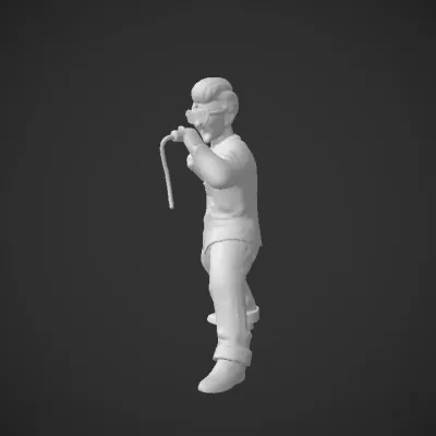 Man in suit striking martial arts pose. sharp edges, complex geometry, character.