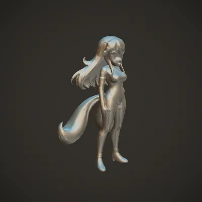 female anime character with multicolored hair. smooth edges, complex geometry, character.