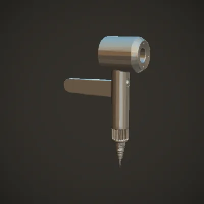 modern handheld hair dryer. smooth edges, simple geometry, game-ready, symmetric geometry.