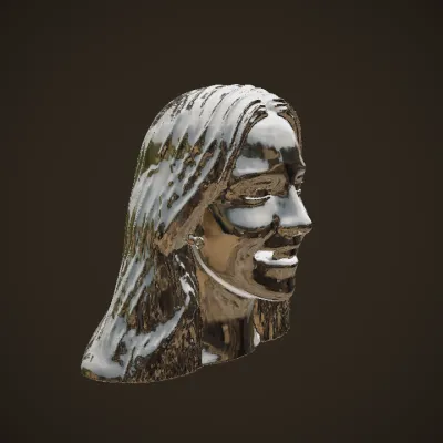 Woman with long dark hair. smooth edges, complex geometry, character, symmetric geometry.