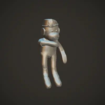 Sock monkey plush toy. smooth edges, simple geometry, character.