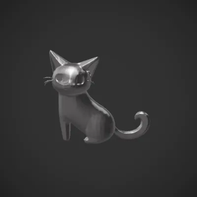 cute cartoon black cat. simple geometry, smooth edges, character.