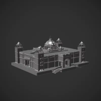 Historic palace building with domes and arches. sharp edges, complex geometry, symmetric geometry.