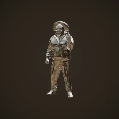Person standing with thumb up. complex geometry, game-ready, character.