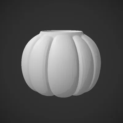 Pumpkin-shaped vase or container. smooth edges, simple geometry, symmetric geometry.