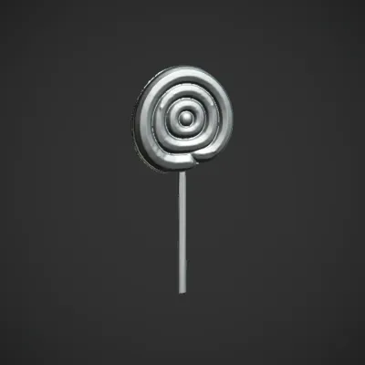 Large rainbow swirl lollipop with stick. smooth edges, simple geometry, symmetric geometry.
