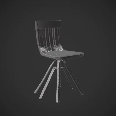 modern swivel chair with four-legged base. sharp edges, smooth edges, simple geometry, symmetric geometry.