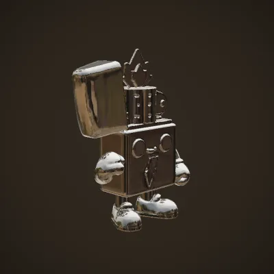 cartoon lighter with face and arms. smooth edges, simple geometry, character.