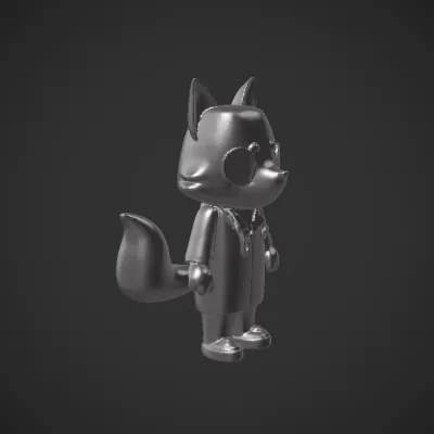 Cartoon fox doctor mascot. smooth edges, simple geometry, game-ready, character, symmetric geometry.