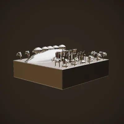 Field of wildflowers at sunset. complex geometry, smooth edges, game-ready.