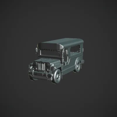 Philippine jeepney public transport vehicle. sharp edges, complex geometry, game-ready, symmetric geometry.