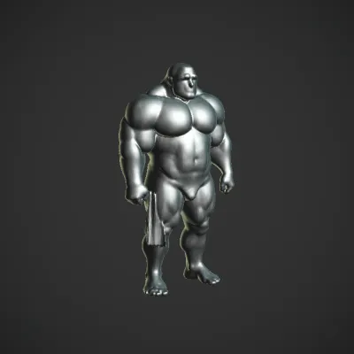 muscular male human figure side view. smooth edges, complex geometry, character.