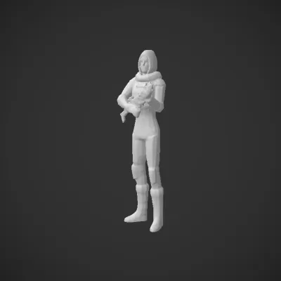 Person in black tactical suit outdoors. complex geometry, game-ready, character.