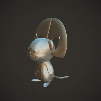 Cute yellow cartoon mouse with large ears. smooth edges, simple geometry, character, symmetric geometry.