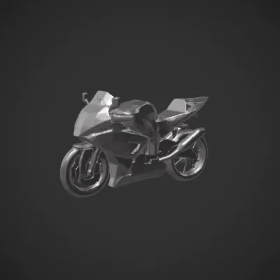 Black sport motorcycle side view. sharp edges, complex geometry, game-ready, symmetric geometry.