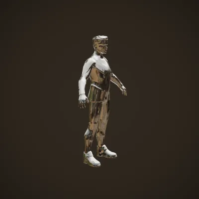 3D model of a human figure in suit. smooth edges, complex geometry, character, symmetric geometry.