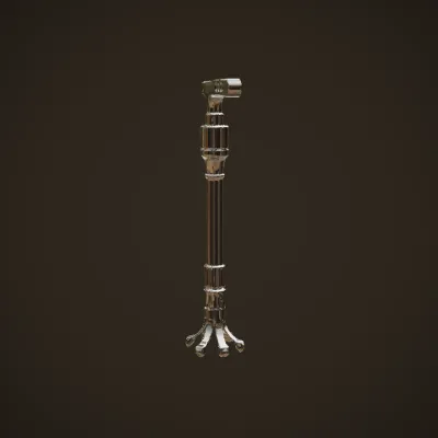 Medical walking cane with four legs. sharp edges, simple geometry, symmetric geometry.