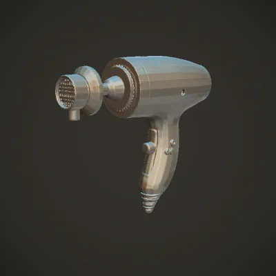 Modern handheld hair dryer. smooth edges, complex geometry, game-ready, symmetric geometry.