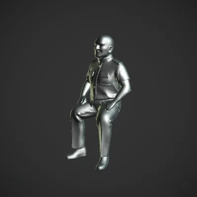 Person in naval or captain uniform. smooth edges, complex geometry, character, symmetric geometry.