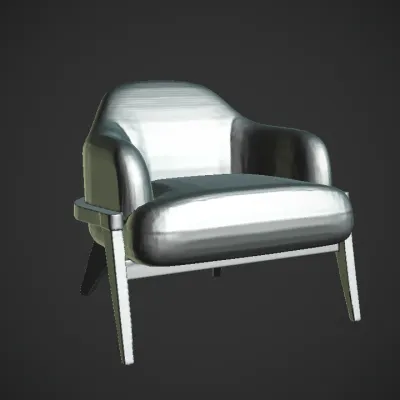 Modern upholstered armchair with wooden legs. smooth edges, complex geometry, symmetric geometry.