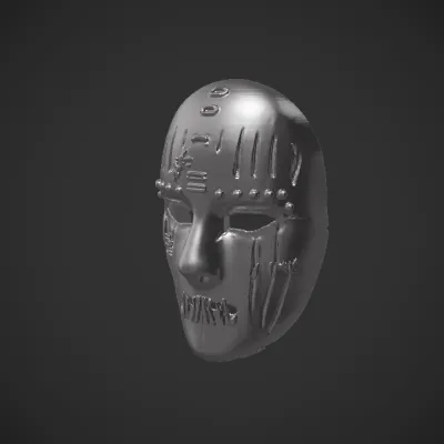 Side view of a stylized horror mask. smooth edges, complex geometry, symmetric geometry.
