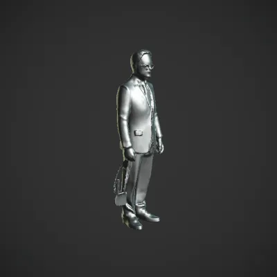 Man wearing a suit with a bag. smooth edges, complex geometry, character.
