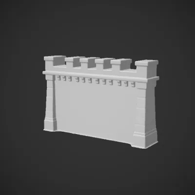 Medieval stone castle wall segment. sharp edges, complex geometry, game-ready, symmetric geometry.