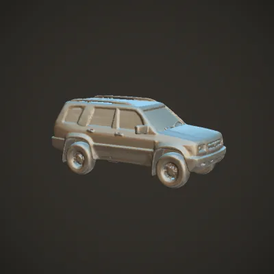 blue SUV car. sharp edges, complex geometry, game-ready, symmetric geometry.