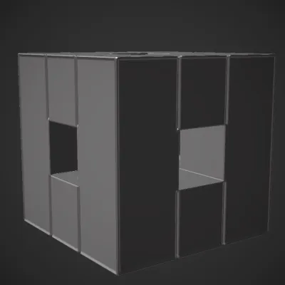 Roblox logo, floating square within a square. sharp edges, simple geometry, symmetric geometry.