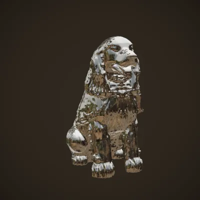 Sitting dog with detailed fur. complex geometry, smooth edges, character, symmetric geometry.