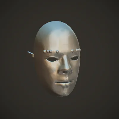 White face mask with black decorative patterns. smooth edges, simple geometry, symmetric geometry.