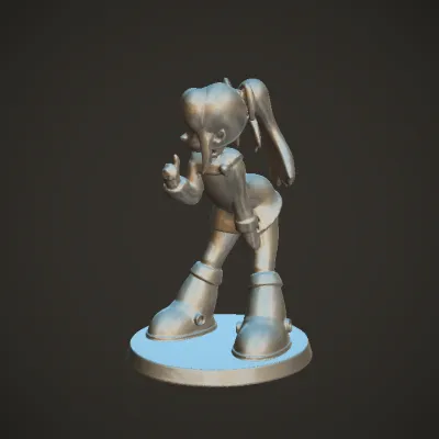 cartoon girl in blue and red outfit. smooth edges, complex geometry, character.