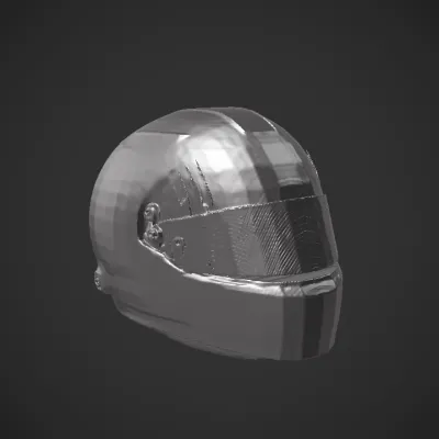 Racing helmet with abstract yellow design. smooth edges, complex geometry, game-ready.
