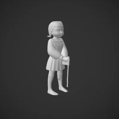 girl holding a rope doll. smooth edges, complex geometry, character.